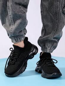 Zapatillas Deportivas Transpirables Y Deportivas Para Niños En Un Solo Color Para Correr - Negro - Ver 1