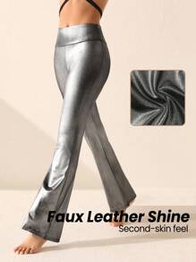 Easithlete 女寬腰喇叭袖運動褲 - 銀色 - 查看 1