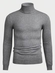 Manfinity NiteLyfe Men'S Solid Color Turtleneck Sweater - Grey - View 4