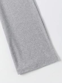 SHEIN Unity Của phụ nữ Màu thuần Ống ngọn & Quần loe Bộ - Xám - Xem 3