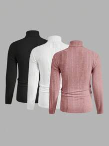 GENTILAND 男款針織休閒縱領t恤 - 紅色 - 查看 2