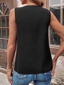 SHEIN LUNE Của phụ nữ Xếp li Áo ba lỗ Áo - màu đen - Xem 2