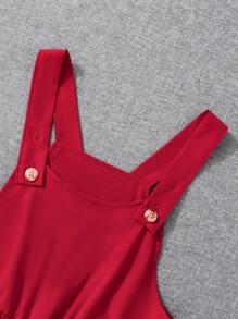 SHEIN Blusa De Manga Larga Y Vestido General Con Estampado De Corazones Para Niñas Preadolescentes, 2 Piezas/juego - Rojo - Ver 4