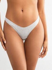 Ocili Ocili Tanga de cintura baja de algodón natural cómodo y suave - gris melange