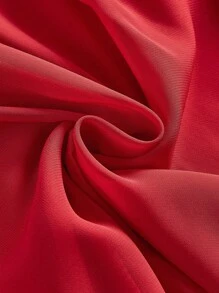 SHEIN MOD Vestido de cuello redondo de gasa roja con correa de lazo, dobladillo con volantes plisados, perfecto para las vacaciones de verano