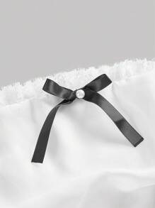 SHEIN MOD Vestido Blanco Sin Tirantes Con Lazo Decorativo De Mujer De Color Blanco - Blanco - Ver 3