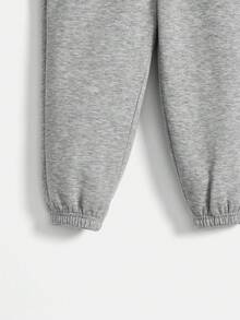 幼兒男童休閒連帽拉鍊前字母圖案運動衫和細管長褲套裝 - 灰色 - 查看 6