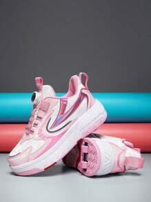 Zapatillas Con Ruedas Desmontables Para Niños, Versión De Otoño E Invierno, Con Cuatro Ruedas Y Zapatos Exteriores Desmontables - Multicolor - Ver 4