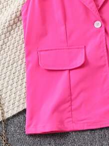 Cô gái Tween Nhọn Vòng cổ Không tay Áo vest , Áo ba lỗ Áo Và Dài Quần Bộ - Màu Hồng Tươi - Xem 5