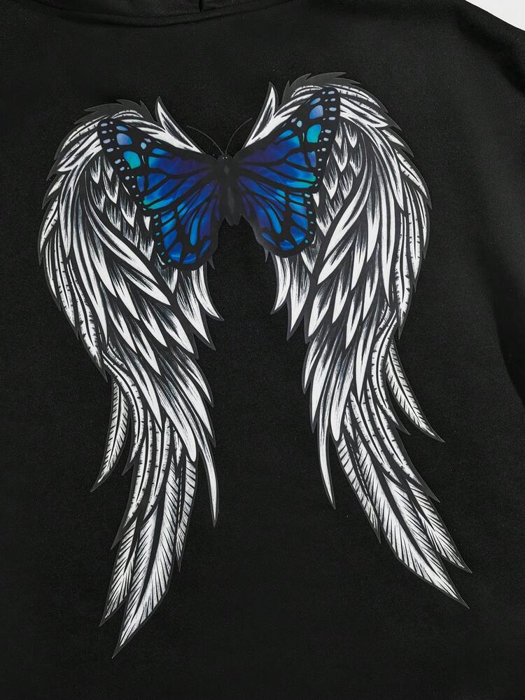 Loose Men's Printed Knitted Casual Hoodie, For Fall Winter
