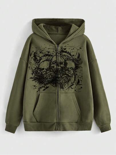 トップス starteam SKULL FULL ZIP parker green SKULL FULL ZIP GREEN