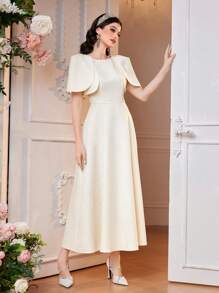 Modelyn Puff Texture Dress Without Waist Belt