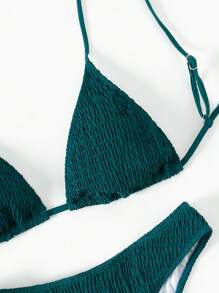 SHEIN Swim Của phụ nữ Màu thuần Dây Bộ Bikini - Màu xanh ngọc - Xem 5