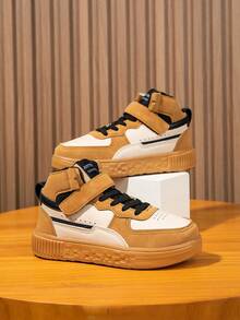 男孩時尚高筒防水皮革溜冰鞋 - 棕色 - 查看 2