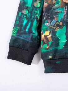 1件男童趣味卡通印花宽松落肩卫衣 - 彩色 - 查看 3