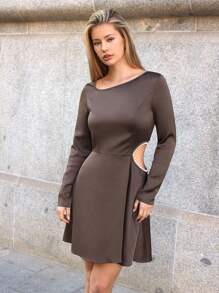 SHEIN Frenchy Cut Out Waist Satin Spring/Summer Dress