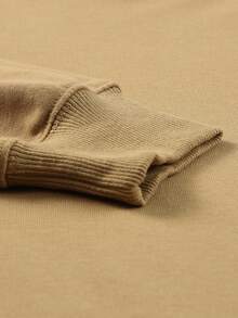 超大碼實色下垂肩毛衣 - 棕色 - 查看 5