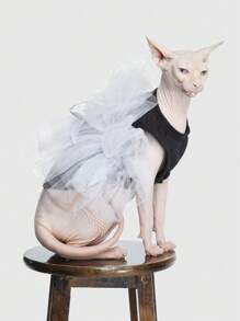 ROMWE Pet Wedding Dress Mesh Skirt