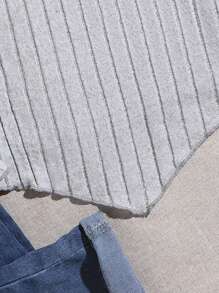 SHEIN Girls' Ribbed Knit Solid Color Multi-Piece T-Shirt - Multicolor - View 3