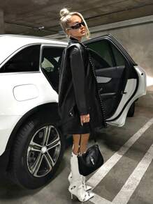 SHEIN ICON Chaqueta Con Tachuelas