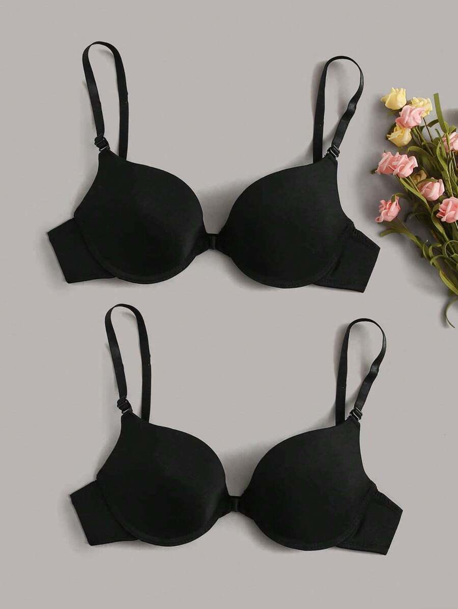 DesireSculpt 2 Miếng Màu thuần Underwired Bras - màu đen - Xem 1