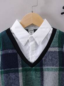 SHEIN Camisa De Cuadros 2 En 1 Para Niños (pequeños) - Multicolor - Ver 6