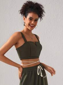 ROPES Top sin mangas de tirantes anchos para mujer, diseñador, para vacaciones