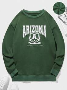 RueChic Men Letter Graphic Sweatshirt - Green - View 1
