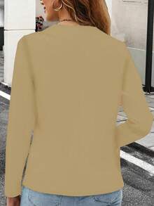 SHEIN LUNE 女式純色開衫西裝外套 - 卡其色 - 查看 2