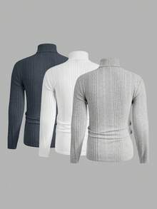 GENTILAND 3 件裝男高領長袖 T 卹 - 深灰色 - 查看 2