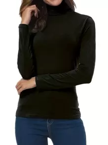INAWLY Set de 3 camisetas de manga larga de cuello alto con unicolor para tallas grandes - Multicolor - Ver 4