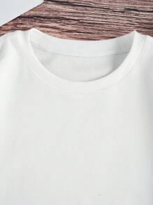 SHEIN EZwear 女士眼睛印花抓毛長袖衛衣 - 白色 - 查看 4