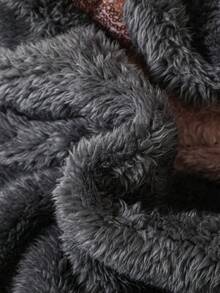 少女拼色撞色亮片開襟泰迪熊外套 - 彩色 - 查看 5