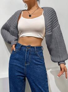 SHEIN Unity Giải trí Màu thuần Linh hoạt Áo nịt Bolero Với Mở Mặt trước - Xám - Xem 6