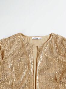 Women's Elegant Open Sequin Front Jacket | Shining Details | Music Festival Sequin Jacket | Suitable For Holiday Wear - Màu vàng - Xem 5