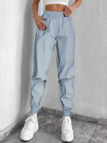 EURMUSE 素色彈性腰帶衛褲