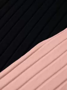 Baby Girl 2pcs Ribbed Knit Tank Jumpsuit - Baby Pink - View 3