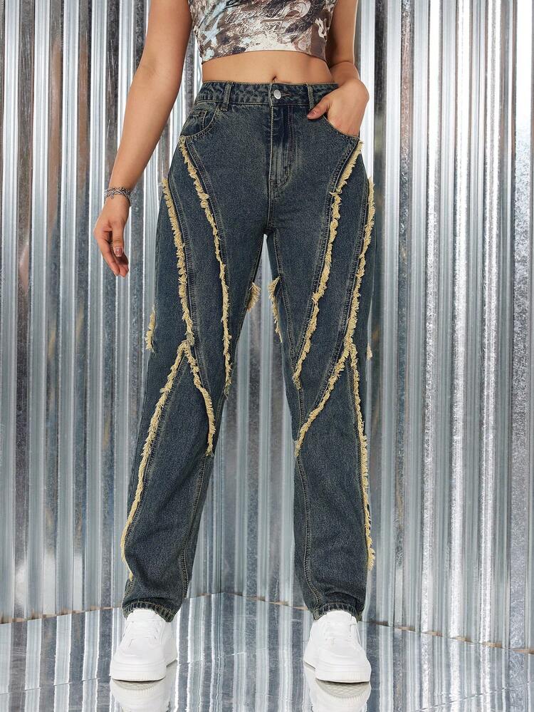 Women'S Frayed Edge Denim Jeans