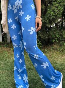 Soleia Floral Print Flare Leg Pants - Multicolor - View 6