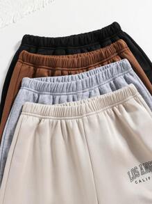 Teen Girls' 4pcs Elastic Waist Letter Print Sweatpants - Multicolor - View 3