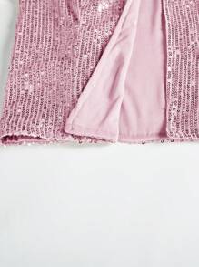 Women's Elegant Open Sequin Front Jacket | Shining Details | Music Festival Sequin Jacket | Suitable For Holiday Wear - 粉色 - 查看 3