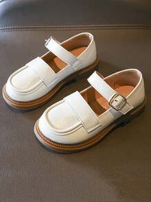 兒童平底鞋女童鞋米色小皮鞋公主鞋派對鞋 - 米色 - 查看 1