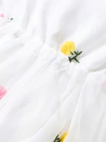嬰幼女童刺繡花卉網布外套洋裝,配有相搭配提包 - 彩色 - 查看 5