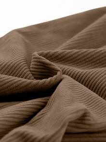 Chất rắn Cao eo Túi Nút Cơ bản Quần - màu nâu - Xem 8