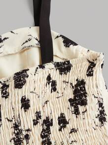 SHEIN Leap Crew 少女們的編織花卉色塊細肩帶a字裙 - 杏色 - 查看 4