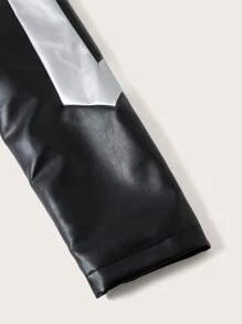 SHEIN ICON Viền kéo ra Hai tông màu Quần skinny Áo khoác - màu đen - Xem 9