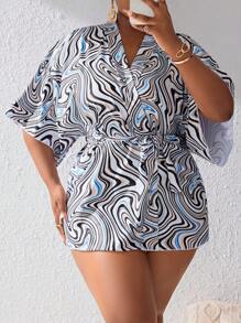 SHEIN Swim Curve Áo choàng kimono in hoa cỡ lớn cho nữ mùa hè - Nhiều màu - Xem 1