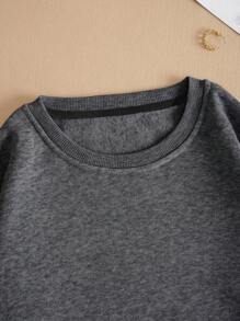 女士落肩长袖抓绒卫衣，长袖上衣，毕业季，返校季，毕业季，教师款，返校季套头衫，秋季卫衣 - 深灰色 - 查看 6