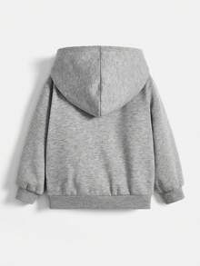 幼兒男童休閒連帽拉鍊前字母圖案運動衫和細管長褲套裝 - 灰色 - 查看 4