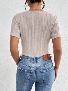 SHEIN Frenchy Women's Corset Wrap V-Neck Striped T-Shirt